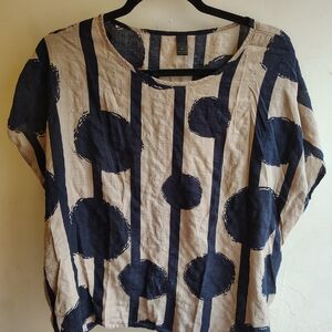 Chic Navy and Beige Women's Blouse